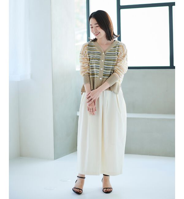 le.coeur blanc「《手洗い可能》マルチボーダーシアーカーディガン」|カーディガン|