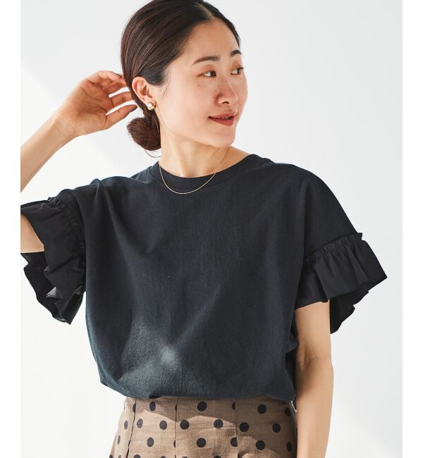  「《手洗い可能》フリルスリーブカットソー」|Tシャツ・カットソー|