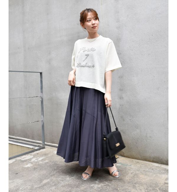  「《手洗い可能》シアー刺繍ハーフスリーブニット」|ニット・セーター|