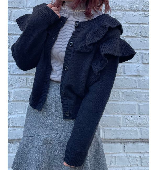 MAJESTICLEGON「ガーリーフリルカーディガン」|カーディガン|