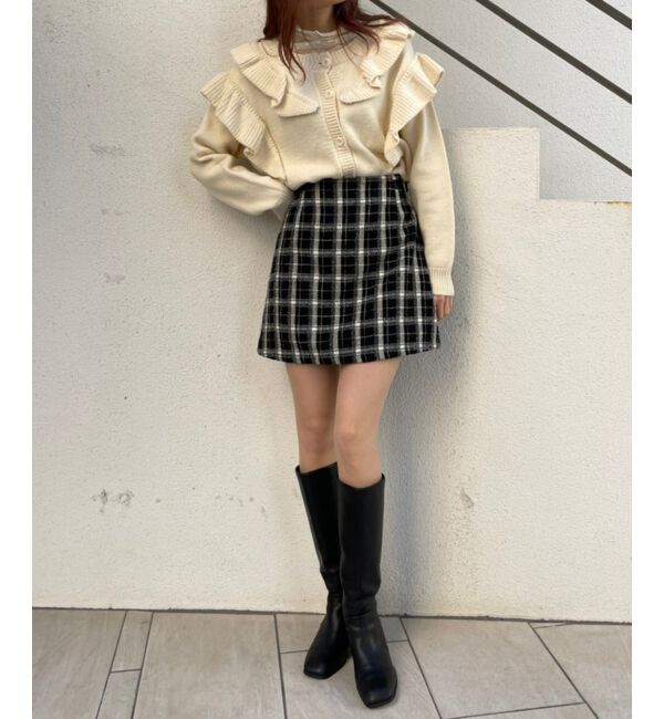 MAJESTICLEGON「ガーリーフリルカーディガン」|カーディガン|