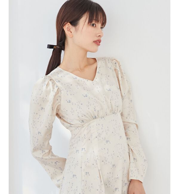  「パウダーサテンフラワーワンピース」|ワンピース|
