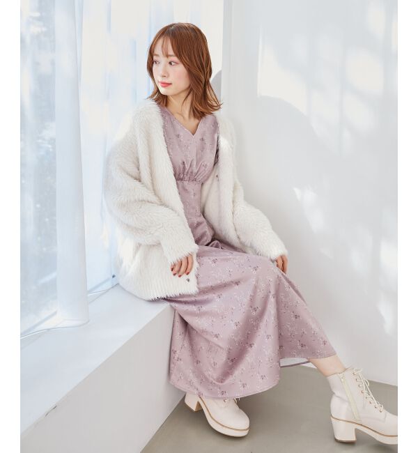  「パウダーサテンフラワーワンピース」|ワンピース|