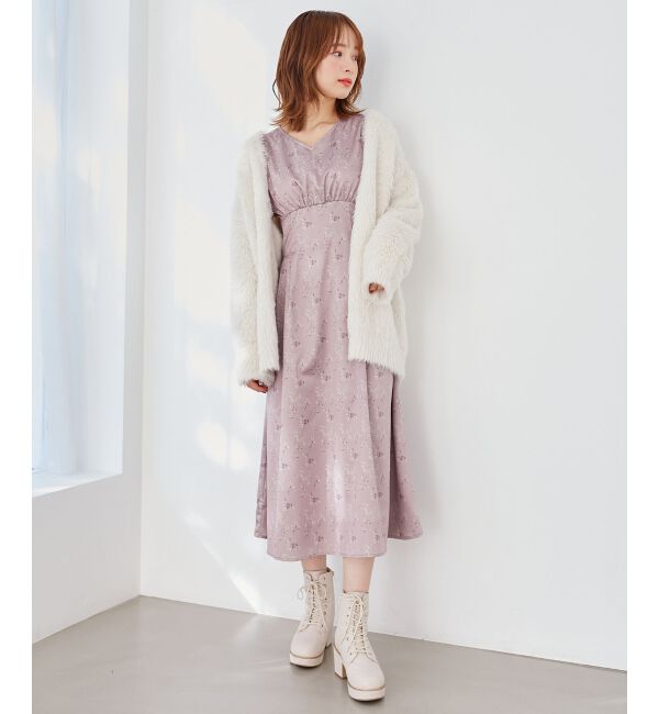  「パウダーサテンフラワーワンピース」|ワンピース|