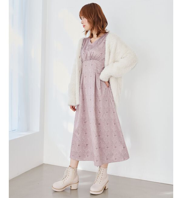  「パウダーサテンフラワーワンピース」|ワンピース|