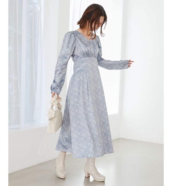  「パウダーサテンフラワーワンピース」|ワンピース|