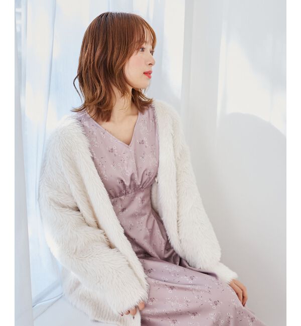  「パウダーサテンフラワーワンピース」|ワンピース|