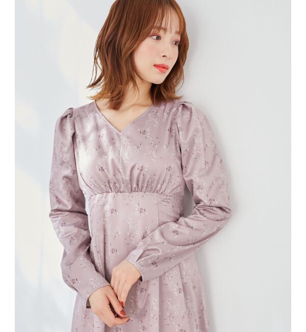  「パウダーサテンフラワーワンピース」|ワンピース|