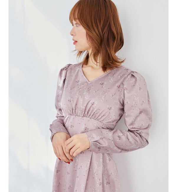  「パウダーサテンフラワーワンピース」|ワンピース|