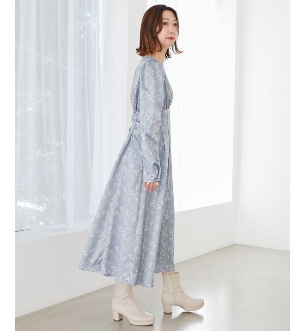  「パウダーサテンフラワーワンピース」|ワンピース|
