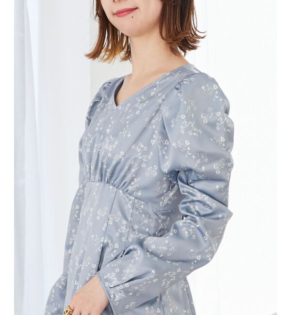  「パウダーサテンフラワーワンピース」|ワンピース|