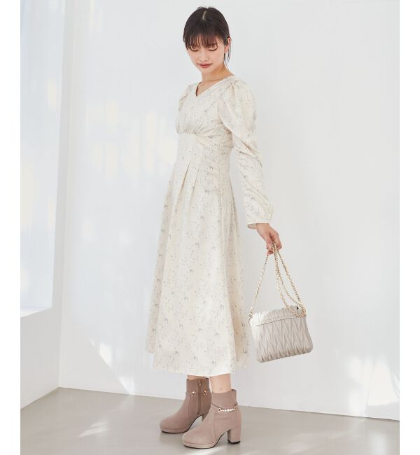  「パウダーサテンフラワーワンピース」|ワンピース|