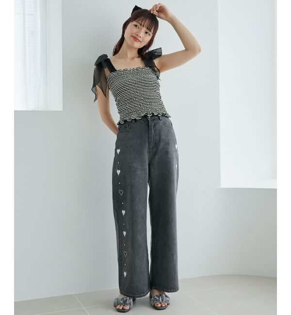 MAJESTICLEGON「カップ付肩リボンシャーリングキャミ」|キャミソール|