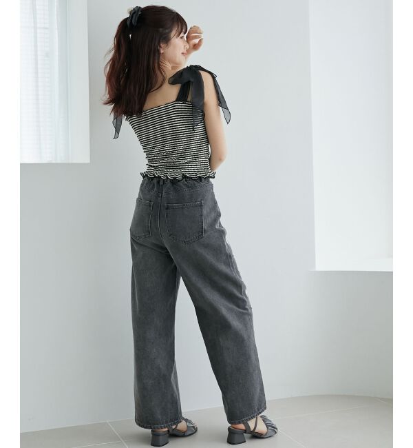 MAJESTICLEGON「カップ付肩リボンシャーリングキャミ」|キャミソール|