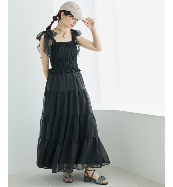 MAJESTICLEGON「カップ付肩リボンシャーリングキャミ」|キャミソール|