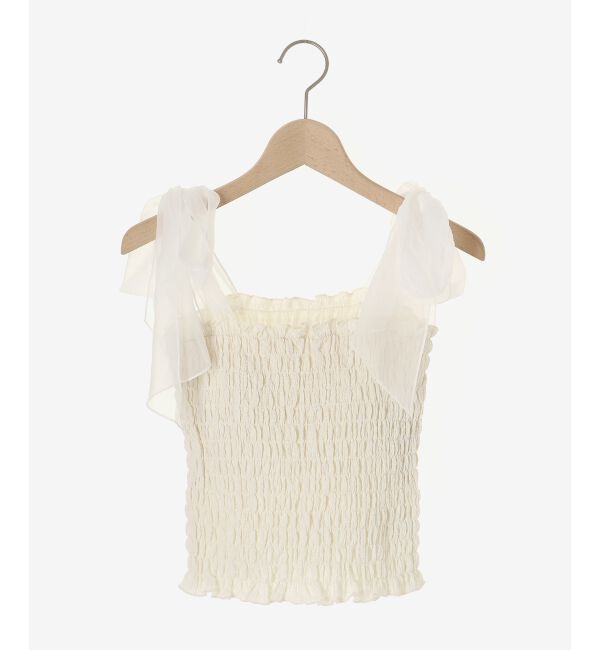 MAJESTICLEGON「カップ付肩リボンシャーリングキャミ」|キャミソール|