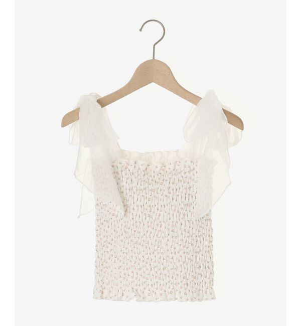 MAJESTICLEGON「カップ付肩リボンシャーリングキャミ」|キャミソール|