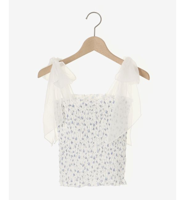 MAJESTICLEGON「カップ付肩リボンシャーリングキャミ」|キャミソール|