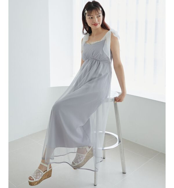 MAJESTICLEGON「カップ付肩リボンシャーリングキャミ」|キャミソール|