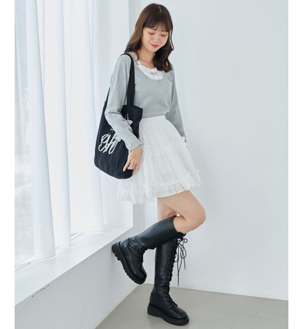 MAJESTICLEGON「フロントギャザーフリルトップス」|Tシャツ・カットソー|