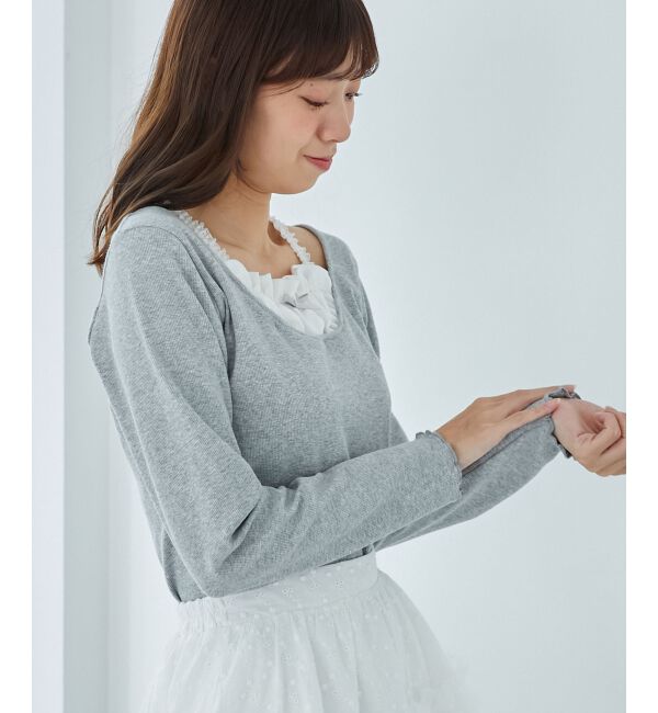 MAJESTICLEGON「フロントギャザーフリルトップス」|Tシャツ・カットソー|