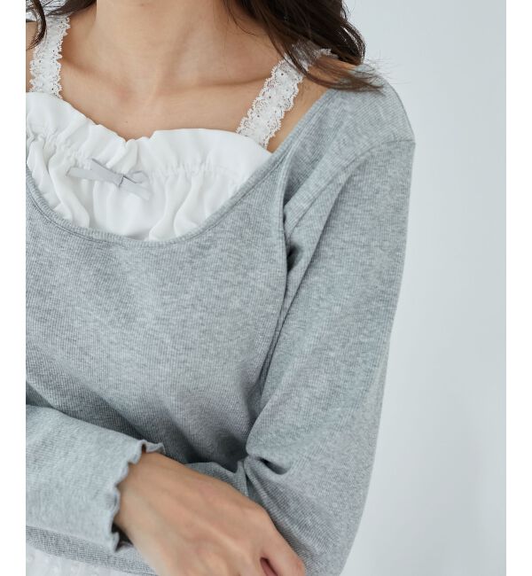 MAJESTICLEGON「フロントギャザーフリルトップス」|Tシャツ・カットソー|