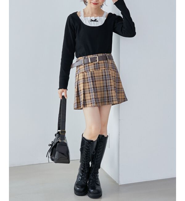 MAJESTICLEGON「フロントギャザーフリルトップス」|Tシャツ・カットソー|