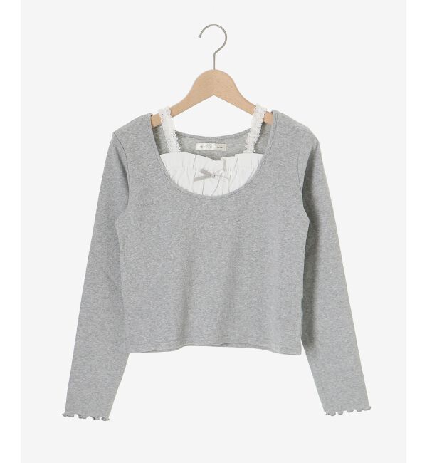 MAJESTICLEGON「フロントギャザーフリルトップス」|Tシャツ・カットソー|