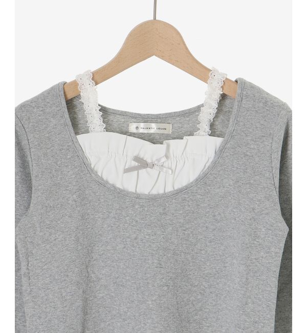 MAJESTICLEGON「フロントギャザーフリルトップス」|Tシャツ・カットソー|