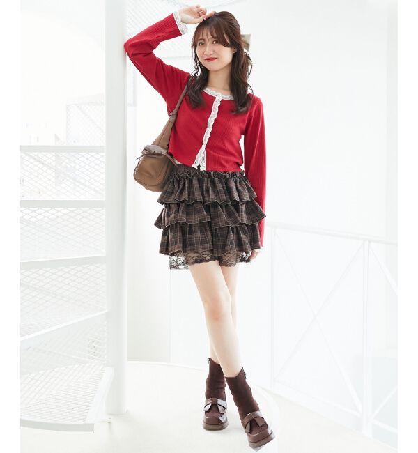  「レース使いキャミカーデセット」|カーディガン|