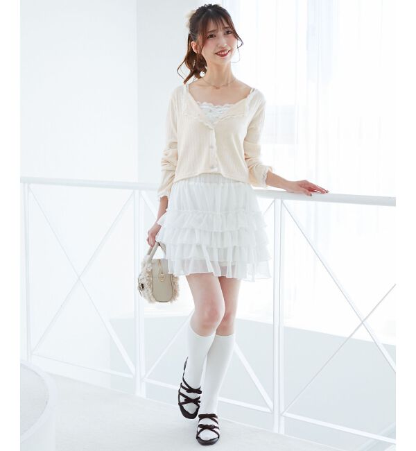  「レース使いキャミカーデセット」|カーディガン|