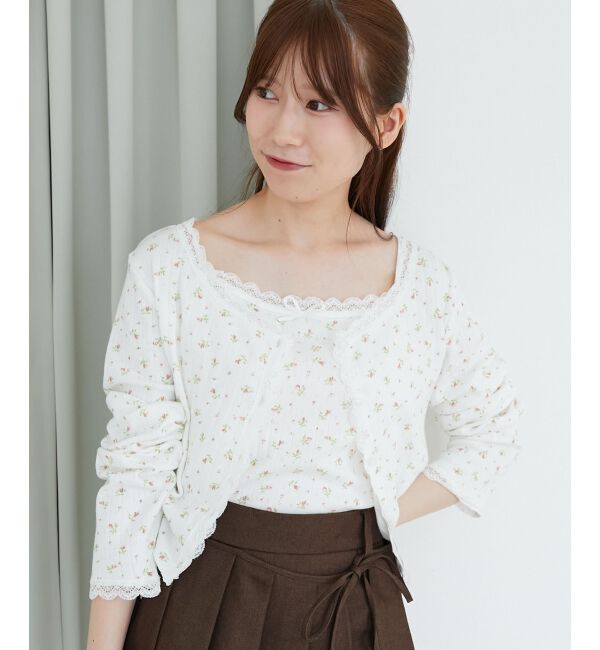  「レース使いキャミカーデセット」|カーディガン|