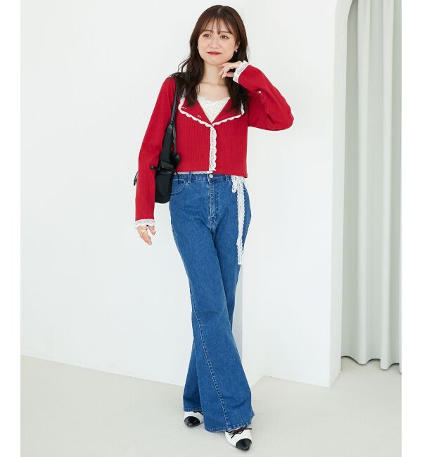  「レース使いキャミカーデセット」|カーディガン|