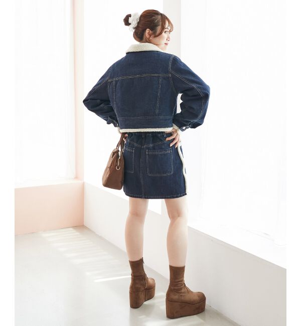  「ボアトリムミニスカパン」|スカート|