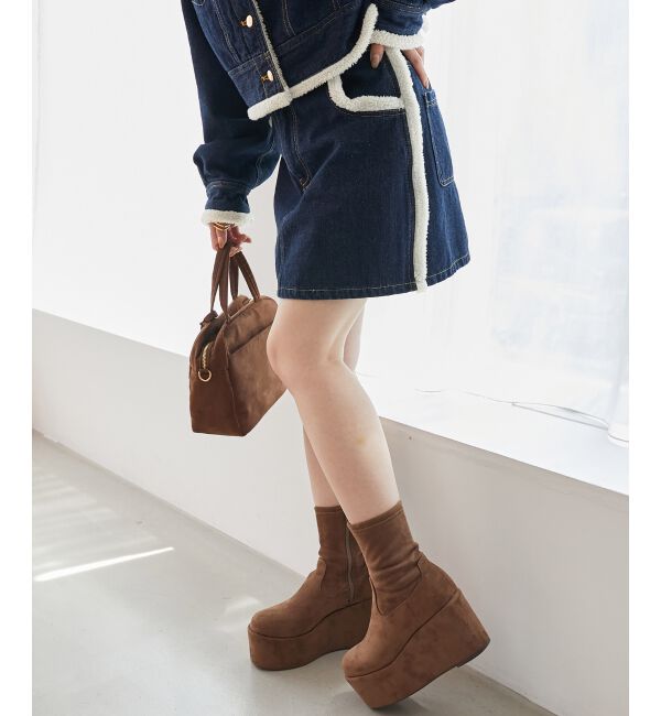  「ボアトリムミニスカパン」|スカート|