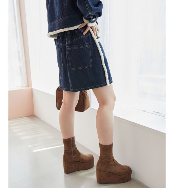  「ボアトリムミニスカパン」|スカート|