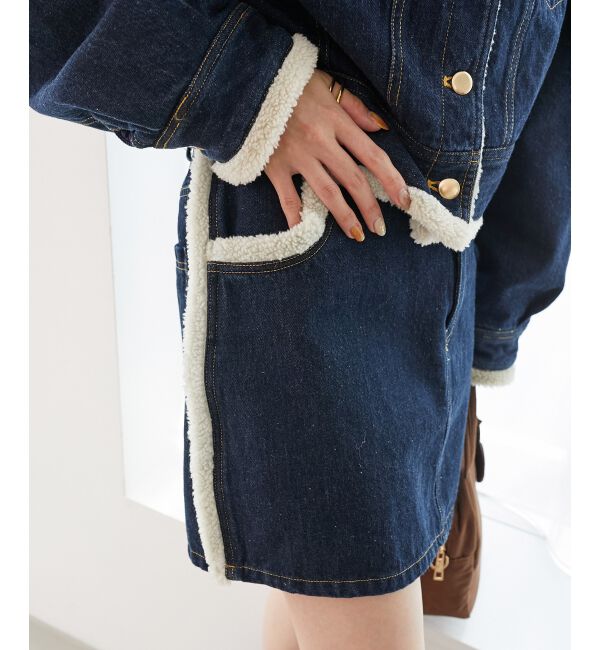  「ボアトリムミニスカパン」|スカート|