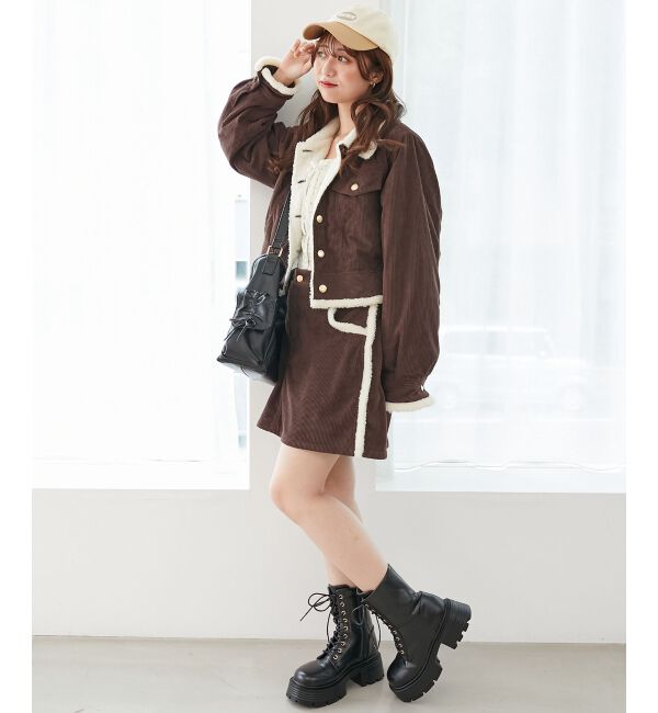  「ボアトリムミニスカパン」|スカート|