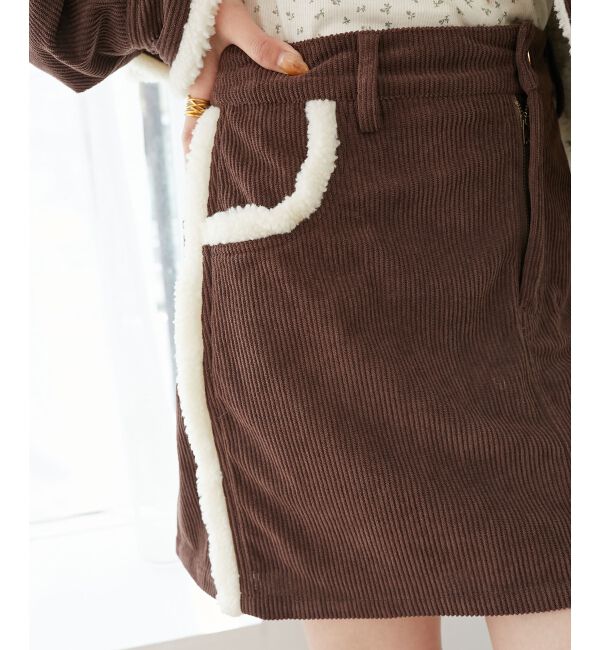  「ボアトリムミニスカパン」|スカート|