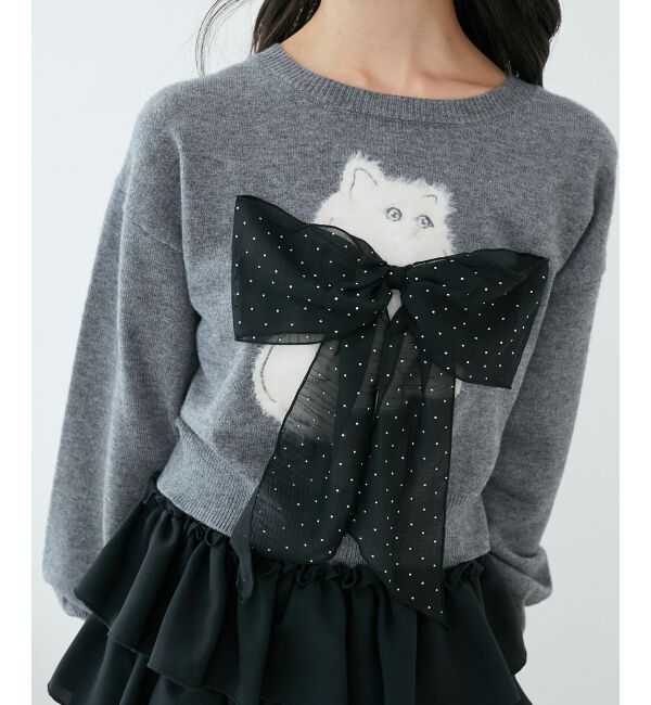  「ふわふわLadycatリボンニット」|ニット・セーター|