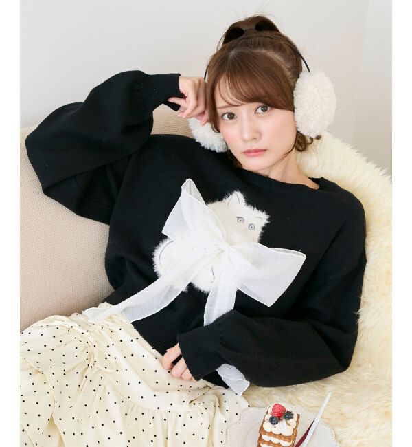  「ふわふわLadycatリボンニット」|ニット・セーター|