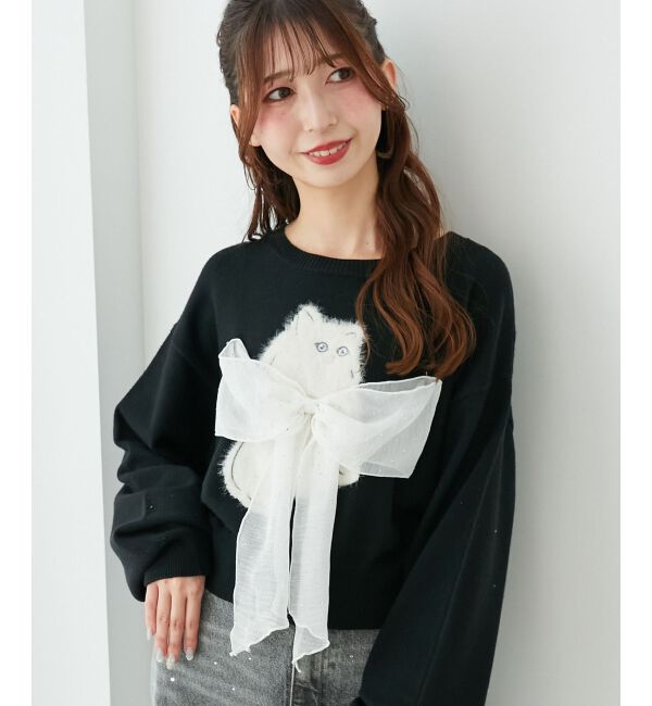  「ふわふわLadycatリボンニット」|ニット・セーター|