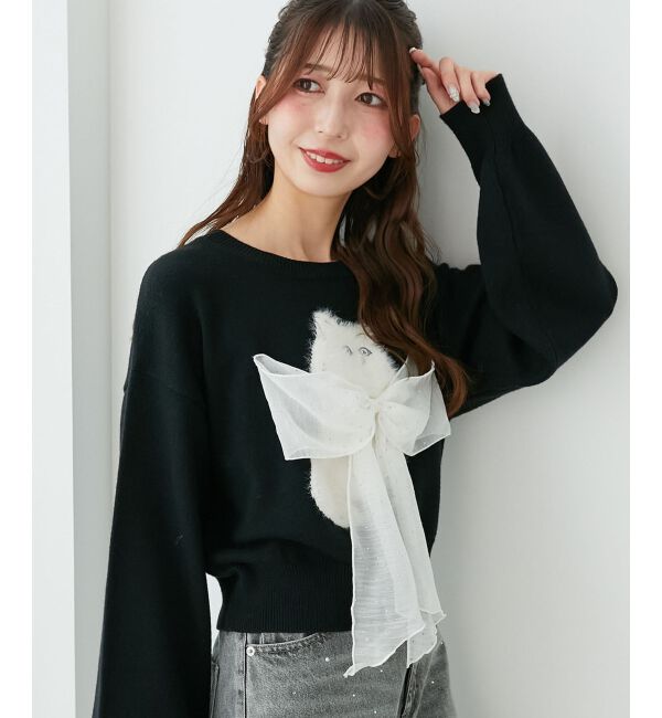  「ふわふわLadycatリボンニット」|ニット・セーター|