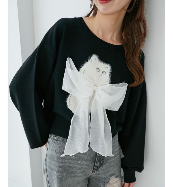  「ふわふわLadycatリボンニット」|ニット・セーター|