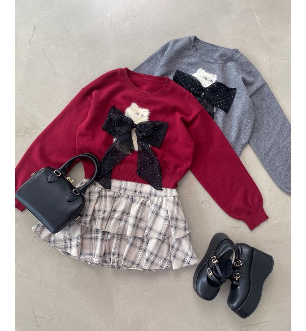  「ふわふわLadycatリボンニット」|ニット・セーター|