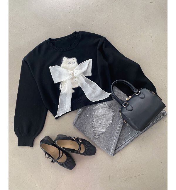  「ふわふわLadycatリボンニット」|ニット・セーター|