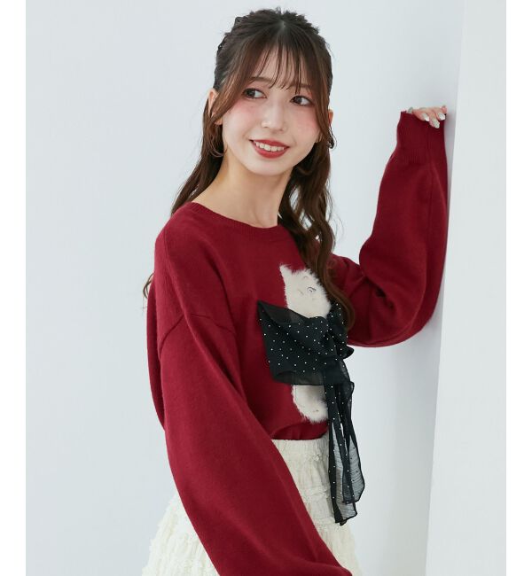  「ふわふわLadycatリボンニット」|ニット・セーター|