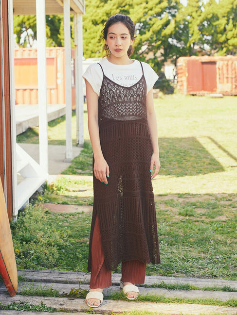 earth music&ecology「クロッシェ編キャミワンピース」|ワンピース|