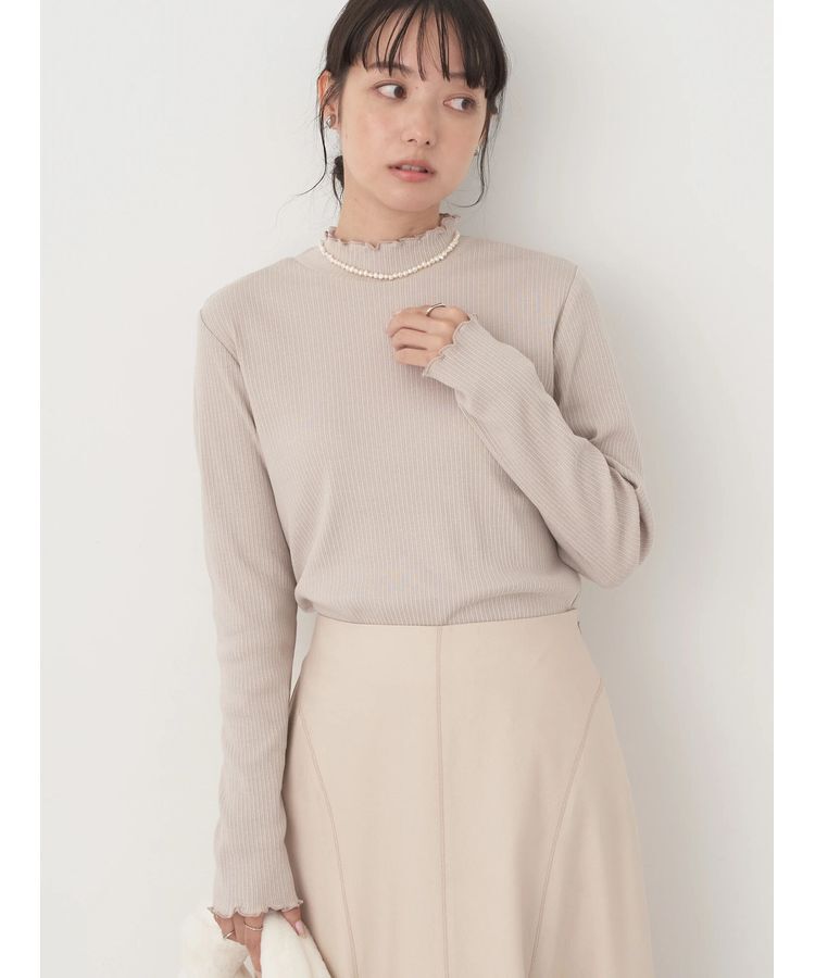 earth music&ecology「チェーンリブハイネックプルオーバー」|Tシャツ・カットソー|Beige