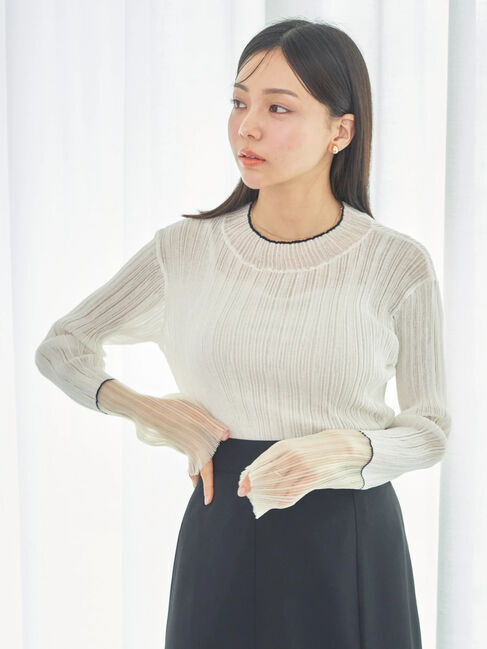 earth music&ecology「シアー配色リブプルオーバー」|Tシャツ・カットソー|